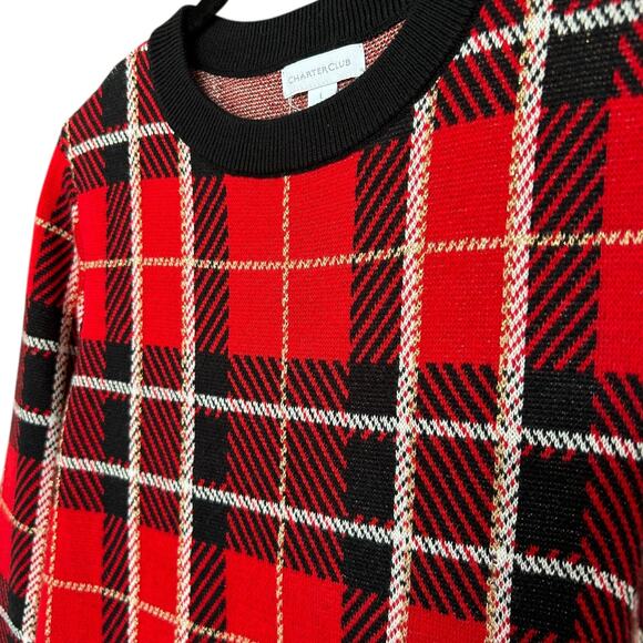 Charter Club Women's Holiday Tartan Knit Sweater Size Large - Picture 3 of 5